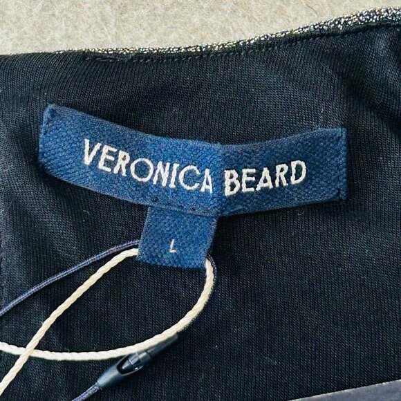 Veronica Beard Cyrus Gunmetal Metallic Ruched Sheath Dress Sz L Long Sleeves NWT - Picture 11 of 14